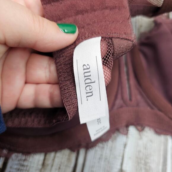 NWT Auden balconette coverage unlined bra burgundy lacey Size 40C - Picture 5 of 7